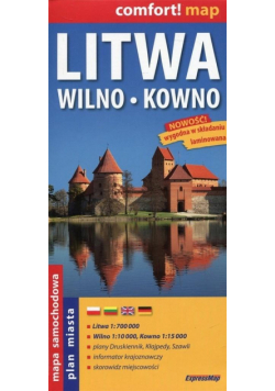 Comfort! map Litwa, Wilno, Kowno 1:700 000 w.2025