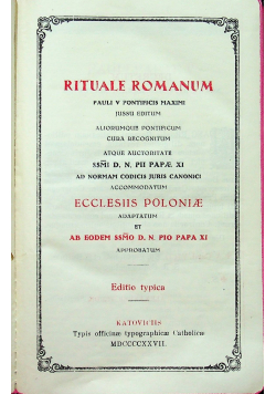 Rituale Romanum Ecclesiis Poloniae Accommodatum 1927 r