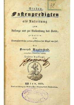 Sieben Fastenpredigten 1834 r