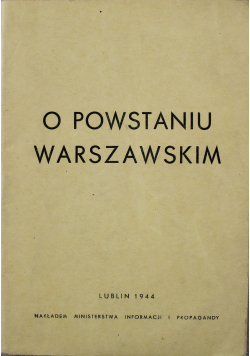O powstaniu warszawskim 1944r
