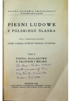 Pieśni ludowe z polskiego Śląska tom II 1938 r.