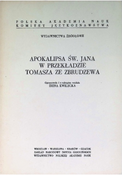 Apokalipsa Św. Jana w przekładzie Tomasza ze Zbrudzewa
