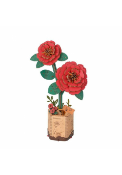 Puzzle drewniane 3D - Kwiat Czerwona Camellia