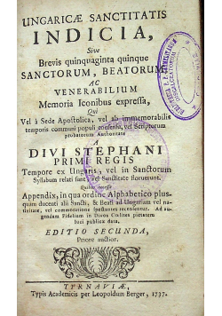 Ungaricae sanctitatis Indicia 1737 r.
