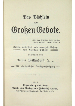 Das Buchlein vom Grossen Gebote 1913 r