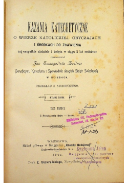 Kazania katechetyczne Tom III 1903 r.