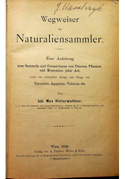 Wegweiser fur Naturaliensammler 1889r
