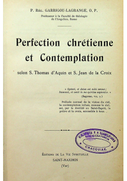 Perfection Chretienne et Contemplation 1923 r.
