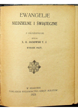 Ewangelie niedzielne i świąteczne 1923r