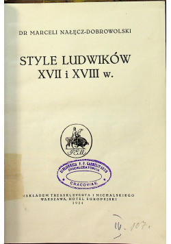 Style Ludwików XVII i XVIII w 1924 r