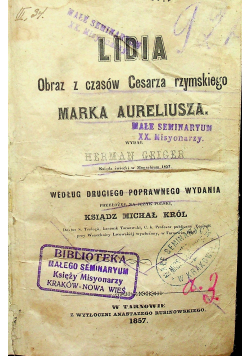 Lidia obraz z czasów cesarza rzymskiego 1857 r