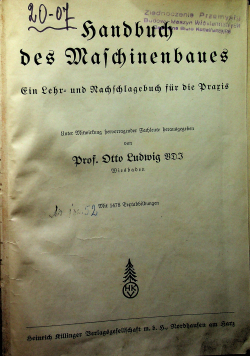 Handbuch des Maschinenbaues 1938 r.