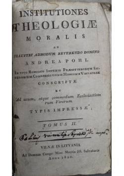Institutiones Theologiae Moralis Tomus II 1810 r.