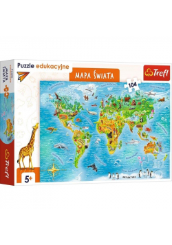 Puzzle Edukacyjne 104 Mapa Świata dla dzieci TREFL