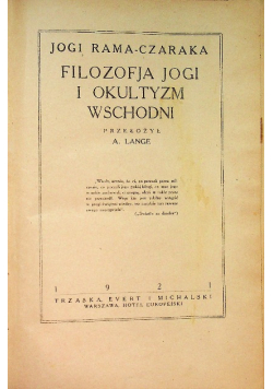 Filozofia jogi i okultyzm wschodni, 1921 r.