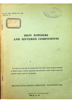 Iron powders and sintered components 1947 r.