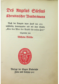 Des angelus silesius cherubinischer wandersmann 1905 r.