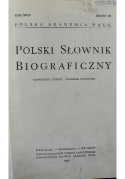 Polski słownik biograficzny tom XIV Zeszyt 60 - 63