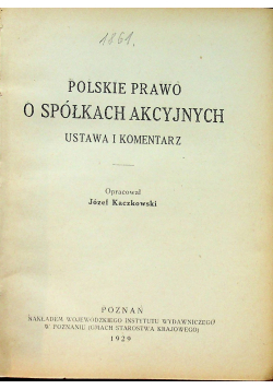 Polskie prawo o spółkach akcyjnych 1929 r