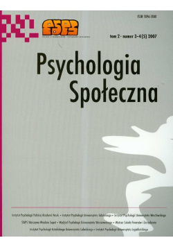 Psychologia społeczna  Tom 2 (3-4) 2007