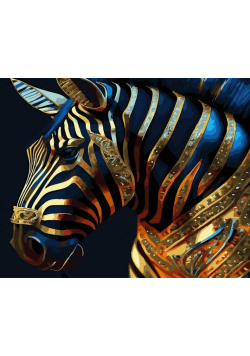 Malowanie po numerach + złota farba - Złota zebra