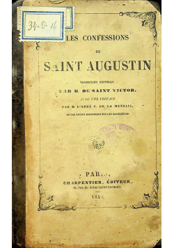 Les confessions de Saint Augustin 1841 r