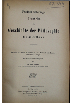 Geschichte der Philosophie des Alterhums 1876 r