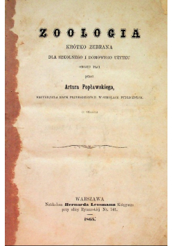 Zoologia krótko zebrana, 1865 r.