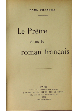 Le Pretre dans le roman francais
