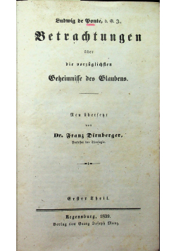 Betrachtungen Uber Die Vorzuglichsten Geheimnisse Des Glaubens 2 tomy 1839 r