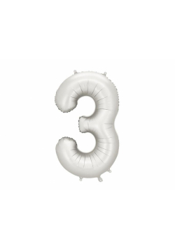 Balon foliowy cyfra 3 86cm srebrny