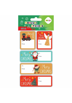 Naklejki Merry Xmas tag 10x20cm HAPPY COLOR