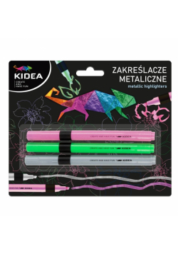 Zakreślacze metaliczne 3 szt Kidea
