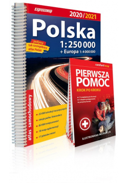 Polska atlas samochodowy 1:250 000 2020/2021 + instrukcja pierwszej pomocy