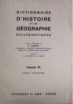 Dictionnaire d histoire et geographie ecclesiastiques Fascicule 113