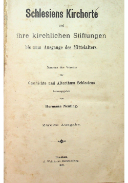 Schlesiens Kirchorte und ihre kirchlichen Stiftungen 1902 r