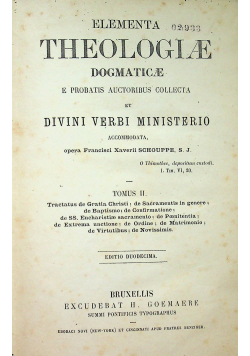 Elementa Theologiae Dogmaticae Tomus II 1861 r.