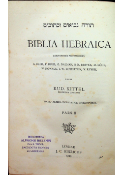Biblia Hebraica Pars II 1909 r.