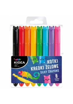 Kredki żelowe Kotki 8 kolorów KIDEA