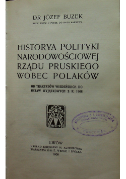 Historya Polityki Narodowościowej Rządu Pruskiego wobec Polaków 1909 r.