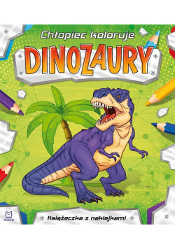Chłopiec koloruje. Dinozaury