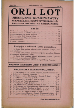 Orli lot Miesięcznik krajoznawczy Nr 8 Rok XI  1930r
