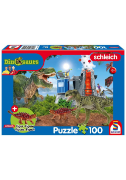 Puzzle 100 Schleich Dinozaury + figurka