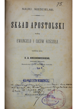 Skład Apostolski Część I 1874 r.