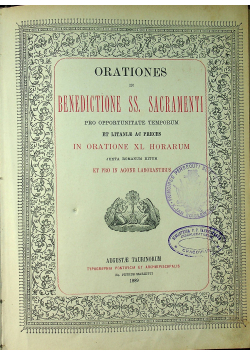 Orationes in Benedictione SS  Sacramenti  1889 r