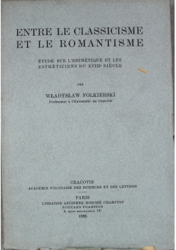 Entre le classicisme et le romantisme 1925 r