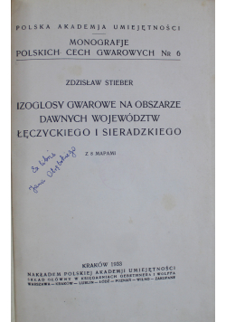 Izoglosy gwarowe na obszarze dawnych województw Łęczyckiego i Sieradzkiego 1933 r.