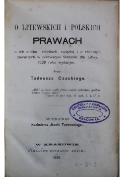 O Litewskich i Polskich Prawach 2 tomy / Rozprawka o Żydach i Karaitach 1861 r.