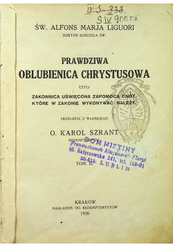 Prawdziwa oblubienica Chrystusowa 1926 r.