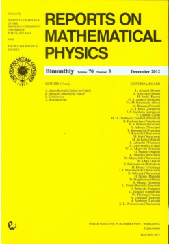 Reports on Mathematical Physics 70/3